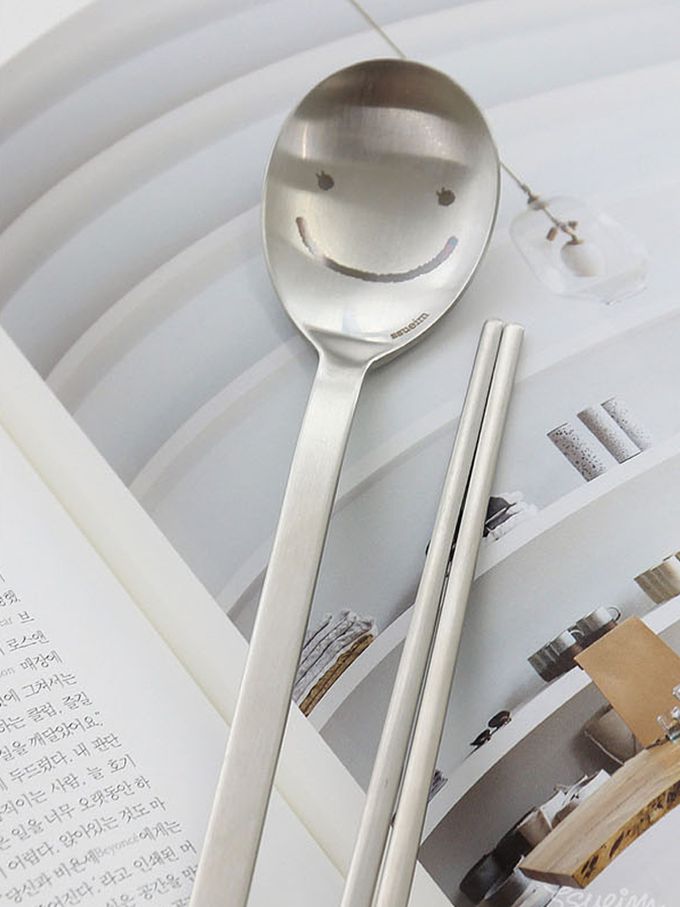 韓國 SSUEIM - SMILE家族不鏽鋼韓式餐具2件組 (男孩款)