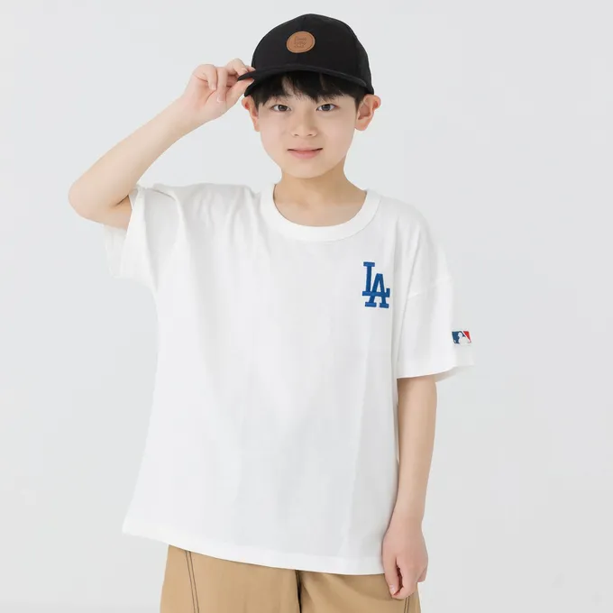 日本 Chil2 - MLB聯名 純棉短袖上衣-洛杉磯道奇-寶藍