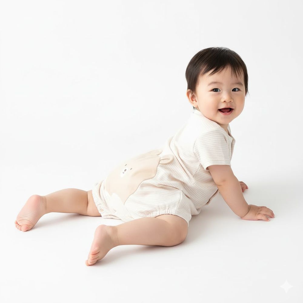 短袖兔裝-吸水速乾動物造型屁屁-咖啡色