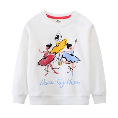 Jumping meters - 棉質圓領長袖上衣/大學T-一起跳舞-白色