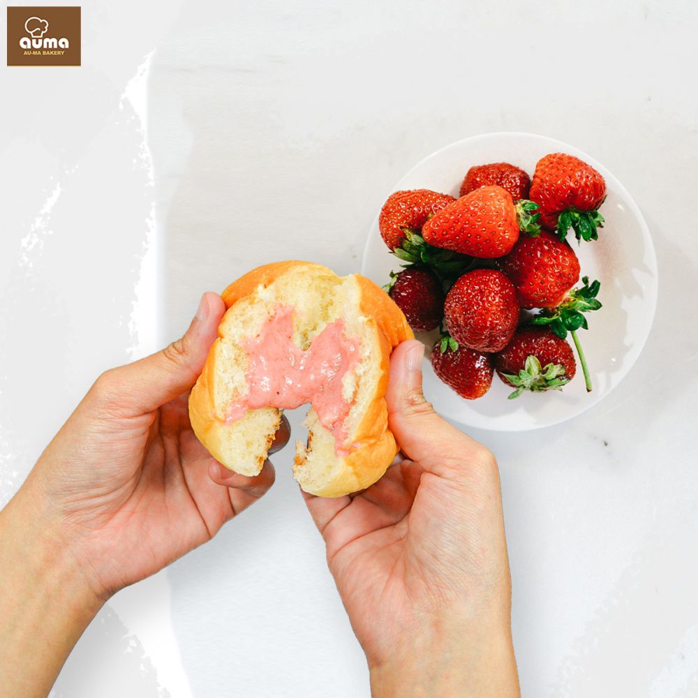 奧瑪烘焙 - 經典團購美食爆漿餐包人氣4包組(每包10顆）－老麵海鹽X1包、福源花生醬X1包、福源芝麻醬X1包、草莓奶油X1包