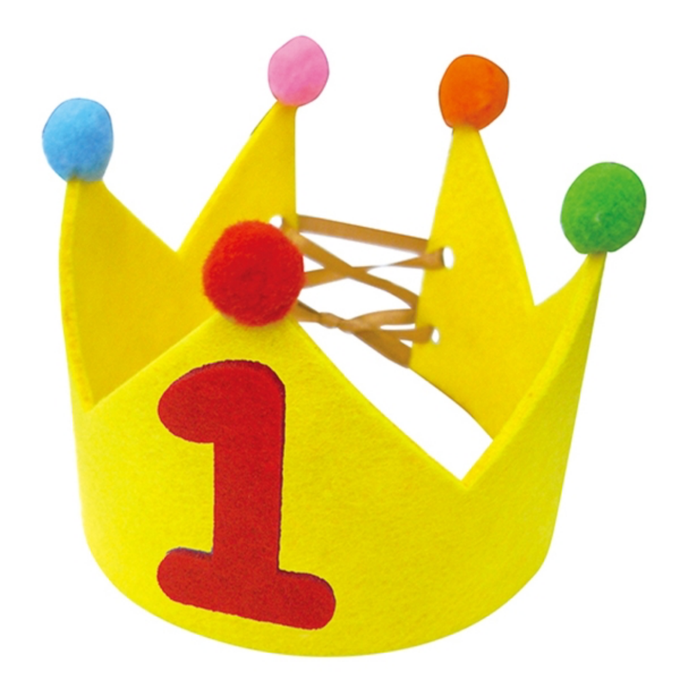 akachan honpo - 羊毛氈皇冠-黃色 (頭圍:42cm~54cm)