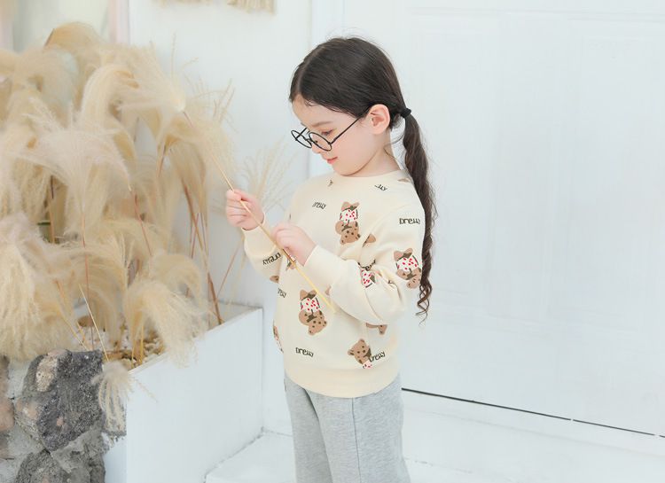 純棉長袖大學T-熊熊