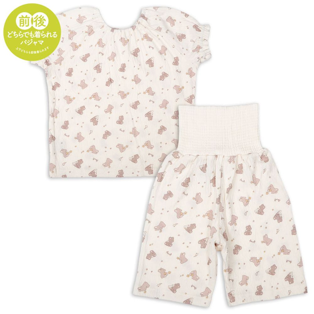 短袖家居服 穿衣練習-套頭式 兔子-米白色