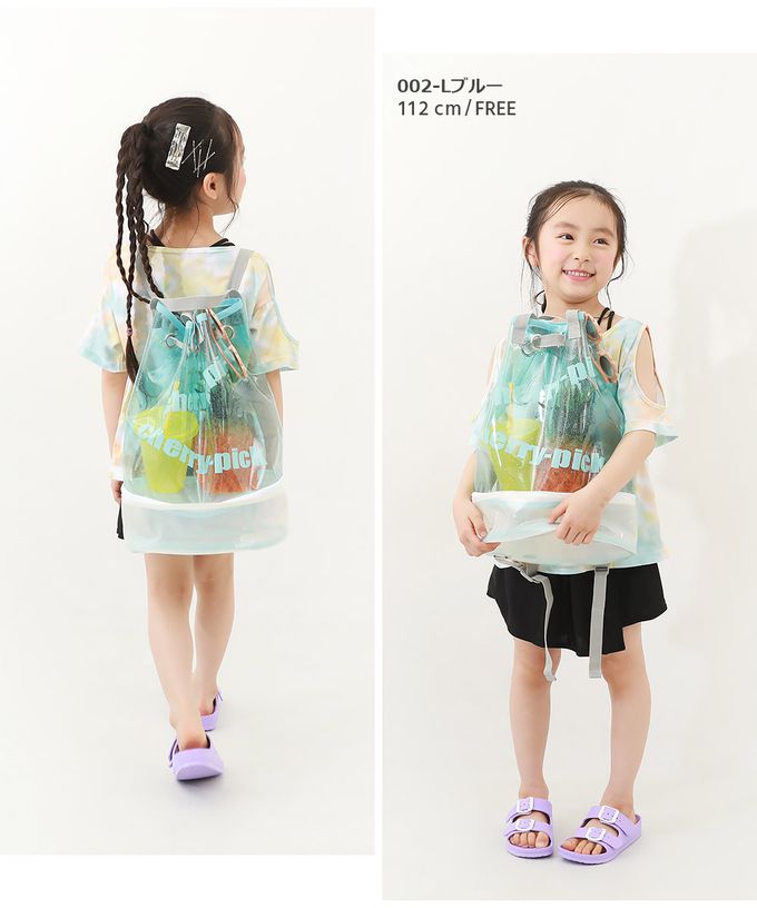 日本 devirock - 繽紛透亮防水分層便利游泳背包/水桶包-水藍 (40x26x16.5cm)