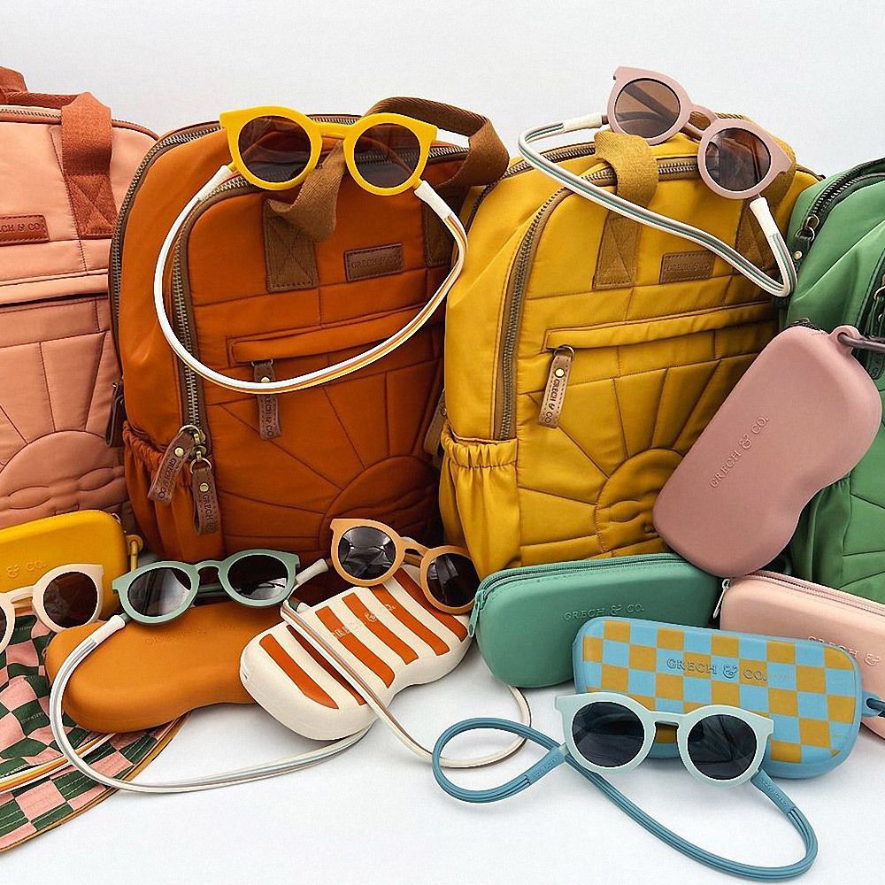 丹麥 GRECH & CO. - 矽膠眼鏡盒-格紋藍 (8x17.5CM)