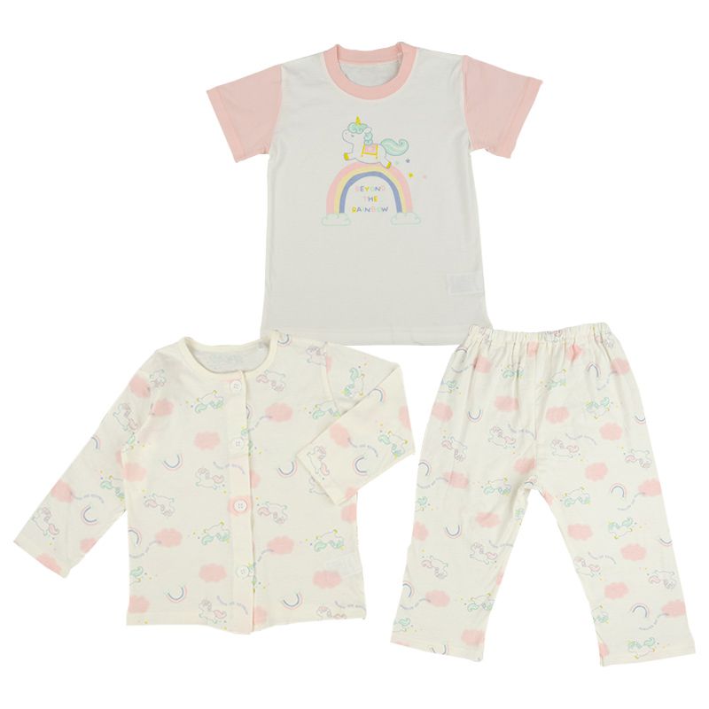 akachan honpo - 女短袖+長袖家居服-粉紅色