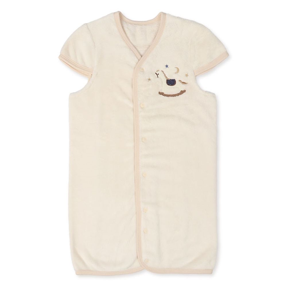 柔軟2WAY防踢被-刺繡-木馬-象牙白色