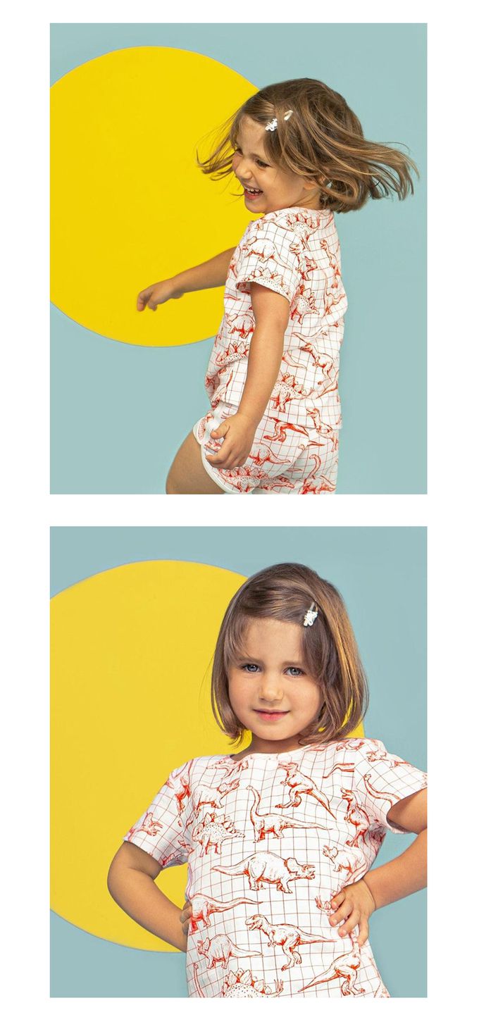 英國 SLEEP NO MORE - 100% 有機棉兒童短袖上衣-侏儸紀公園/白底紅色恐龍塗鴉 (1.5-2 Y)