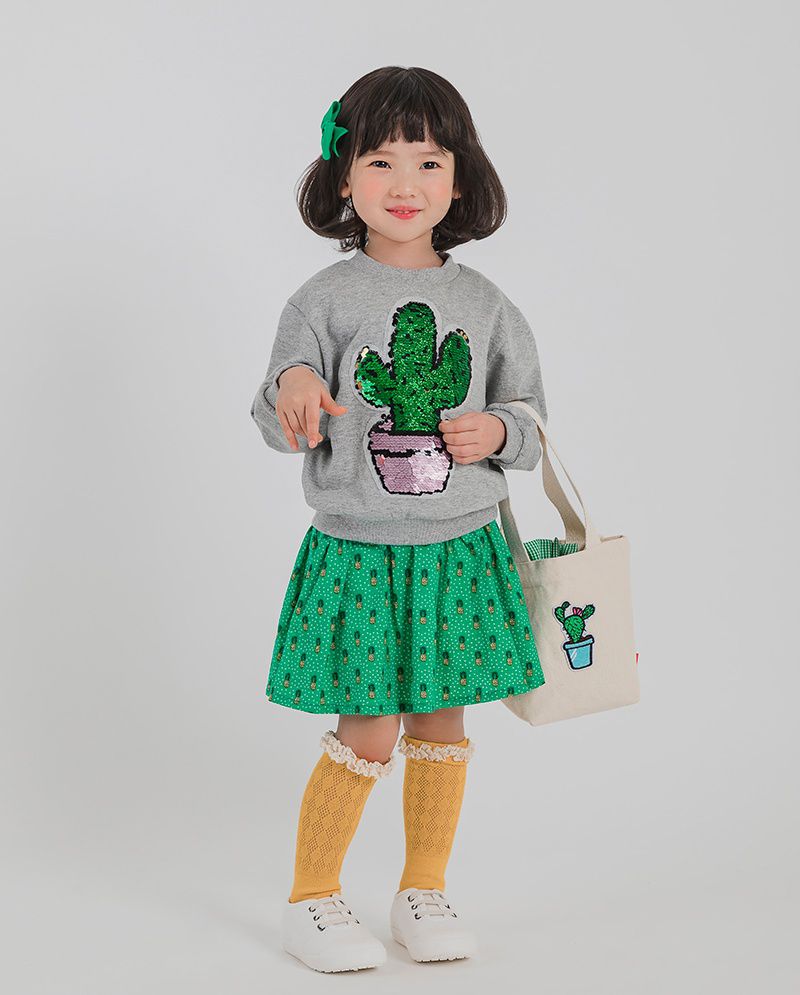 韓國 OZKIZ - 閃亮變色長袖大學T-仙人掌