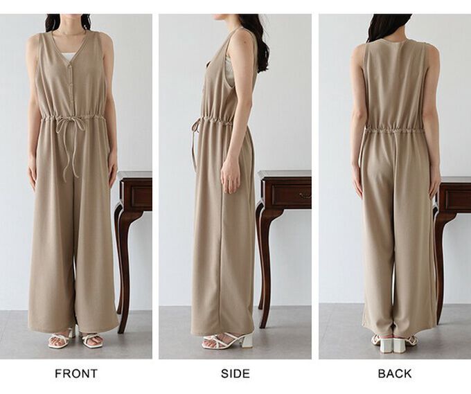 日本 BLUE EAST - 韓國製 簡潔迷人V領無袖連身褲-海軍藍