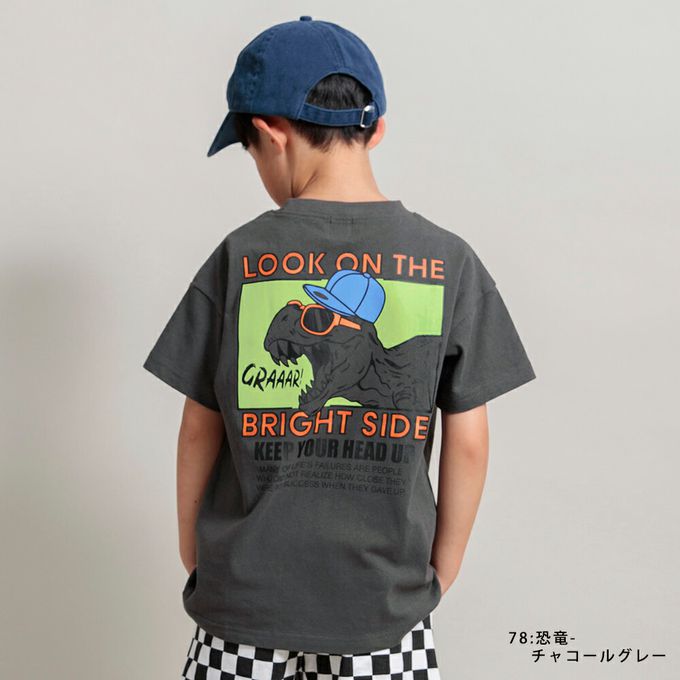 日本 BRANSHES - 純棉美式印花短袖上衣-微笑花朵-黑