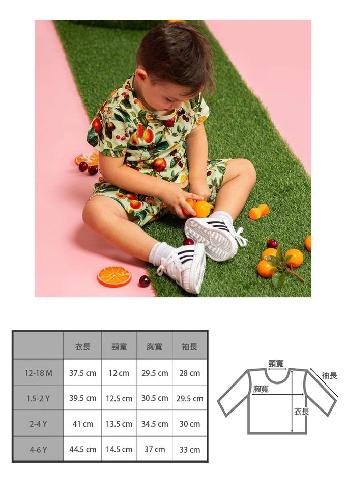 英國 SLEEP NO MORE - 100% 有機棉兒童圓領長袖上衣-果實 (2-4 Y)