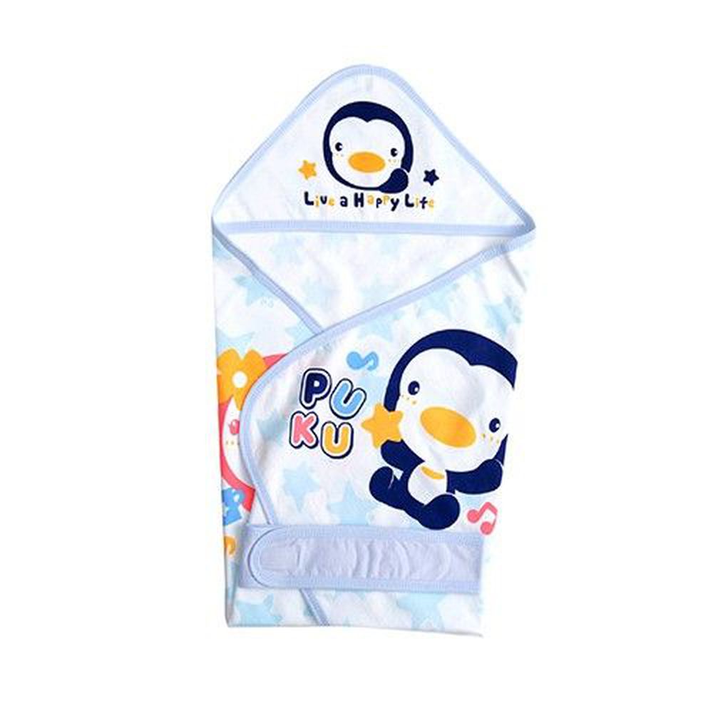 PUKU 藍色企鵝 - 單層包巾(春夏)水-尺寸F-水色
