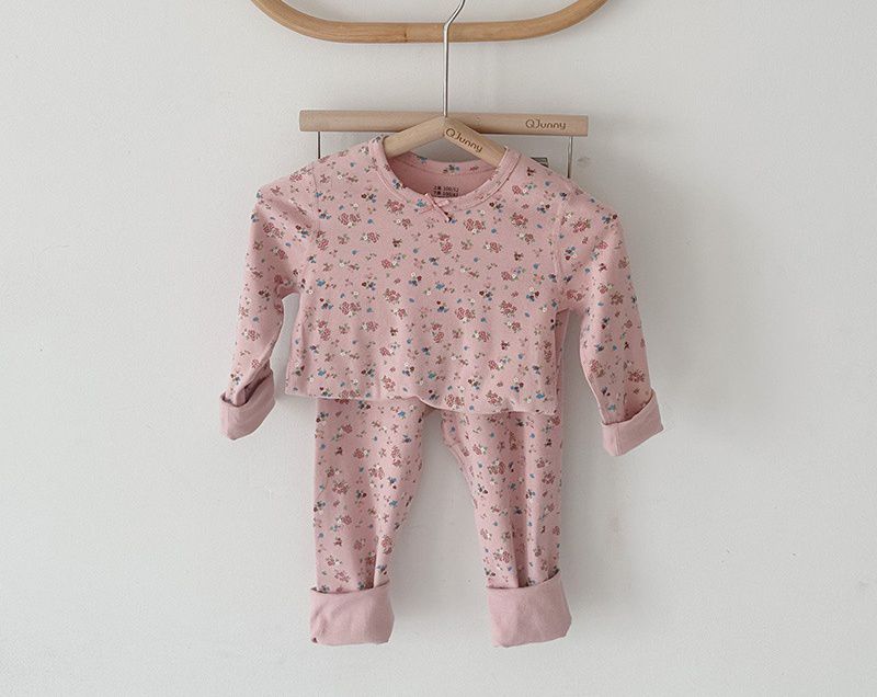 棉質圓領長袖家居服套裝-鱷魚-灰色