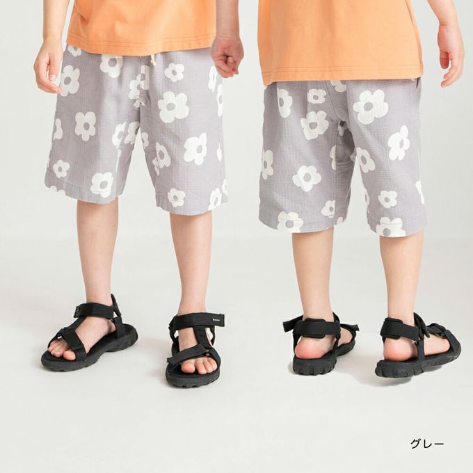 日本 BRANSHES - 純棉粗織透氣印花短褲-恐龍徽章-綠