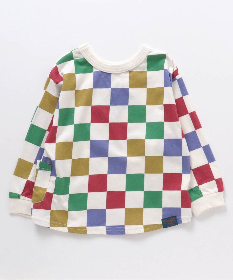 日本 BREEZE - 正反OK！圓領印花長袖上衣-棋盤格-彩色