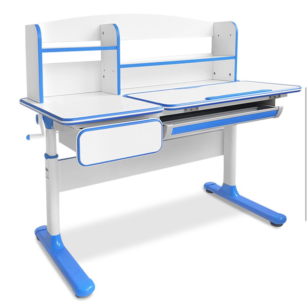 Kikimmy - 新升級成長型升降書桌(桌+書架+抽屜)/兒童書桌-藍