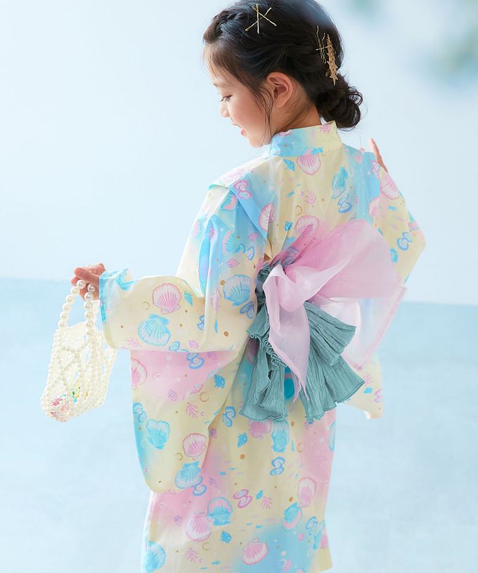 日本 devirock - 夢幻印花輕鬆套頭式純棉浴衣(2件組)-繡球花-粉紅