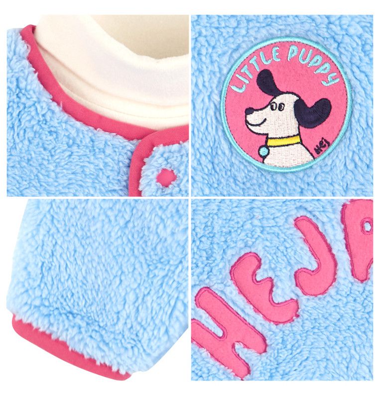 韓國 HEJMINI - 狗狗單排釦絨毛外套-橘