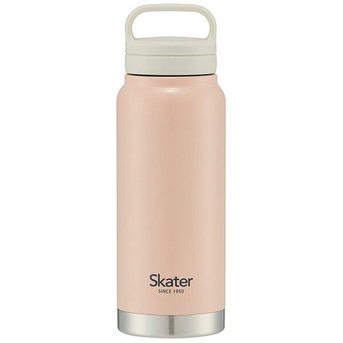 日本 SKATER 代購 - 不鏽鋼雙層真空保冷保溫瓶-上蓋提把-淺粉-500ml