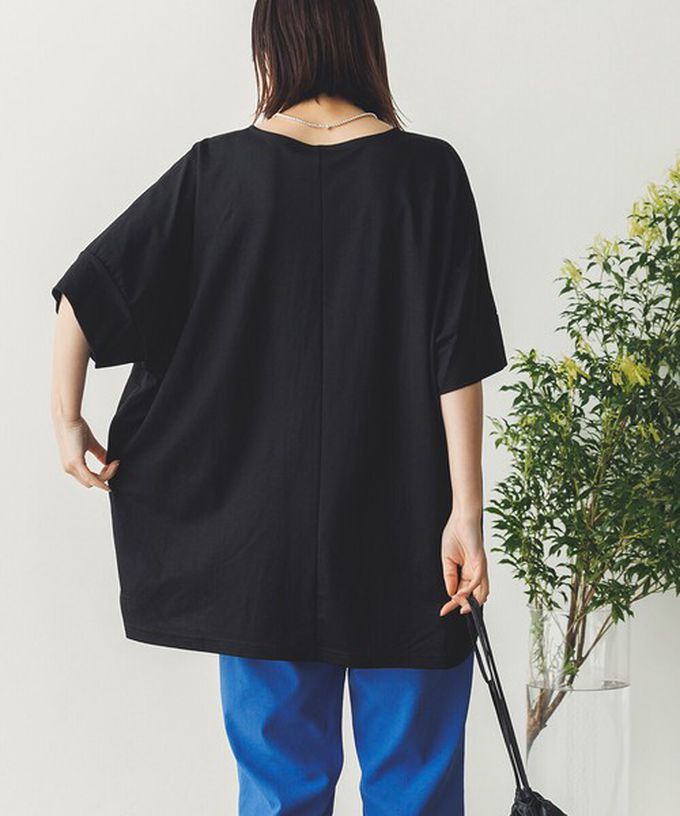 日本 Sans Souci 34+ - 接觸涼感 鑰匙領五分袖上衣-圓點-黑