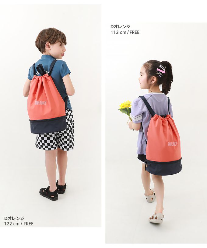 日本 devirock - 雙色設計防水分層便利游泳背包/水桶包-紫x淺灰 (43.5x34x16.5cm)