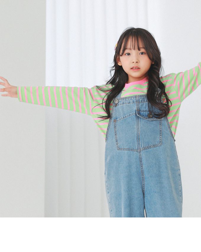 韓國 J KIDS - 頑皮牛仔連身吊帶長褲-淺藍