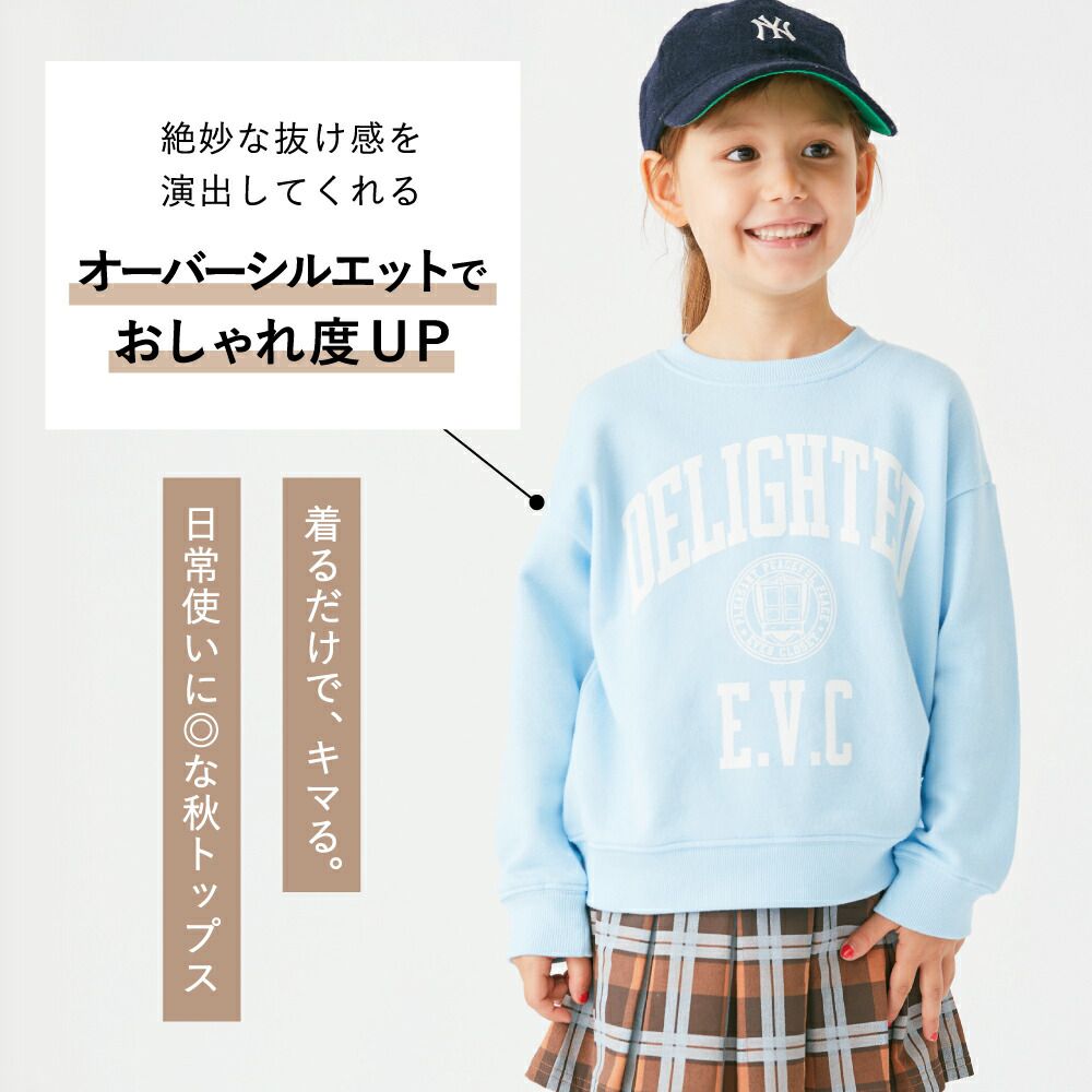 日本 evercloset - 純棉裏毛英文字大學T-水藍