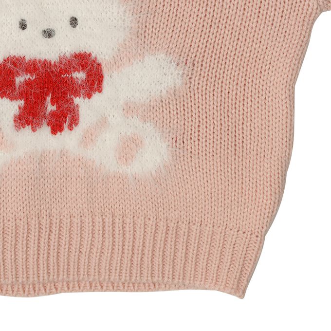 akachan honpo - 針織休閒上衣-緹花-粉紅色