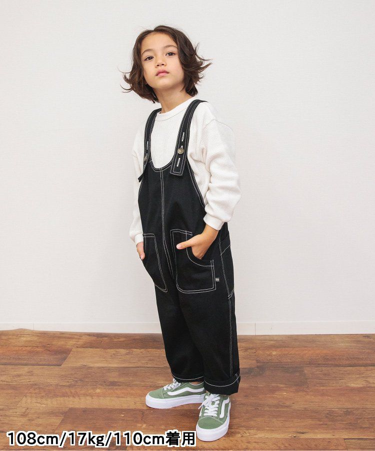 日本 BREEZE - 正反OK！柔軟華夫格長袖上衣-撞色-黃綠灰