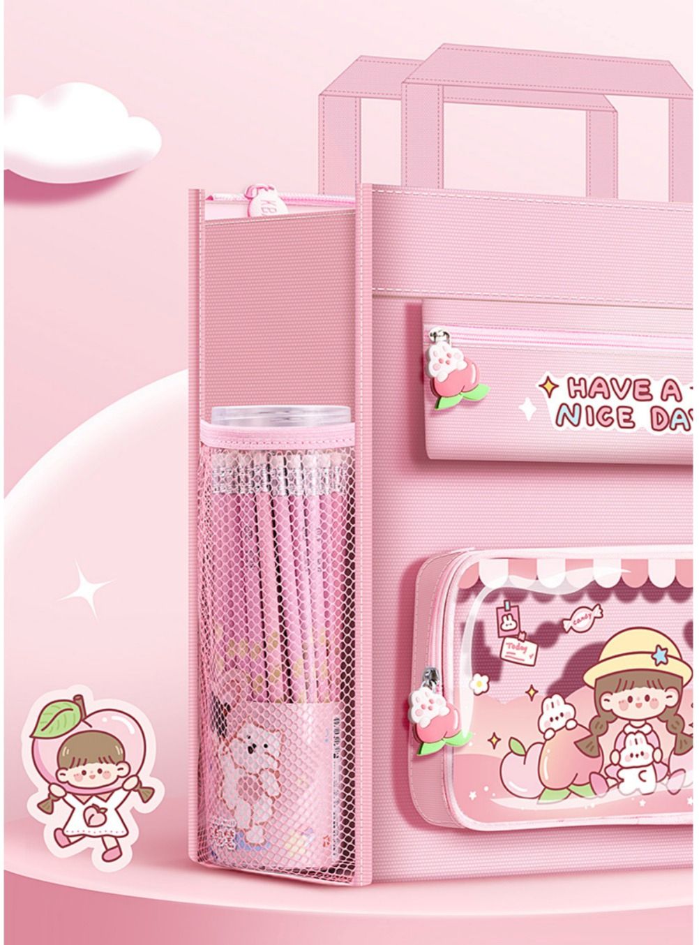 咔巴熊手提補習袋/帆布袋-妮妮魔法屋-紫色 (31.3x35x15.4cm)