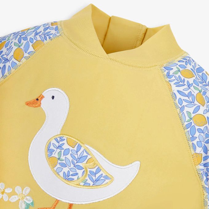 英國 JoJo Maman BeBe - 嬰幼兒/兒童兩件式防曬泳裝-夏日檸檬鴨