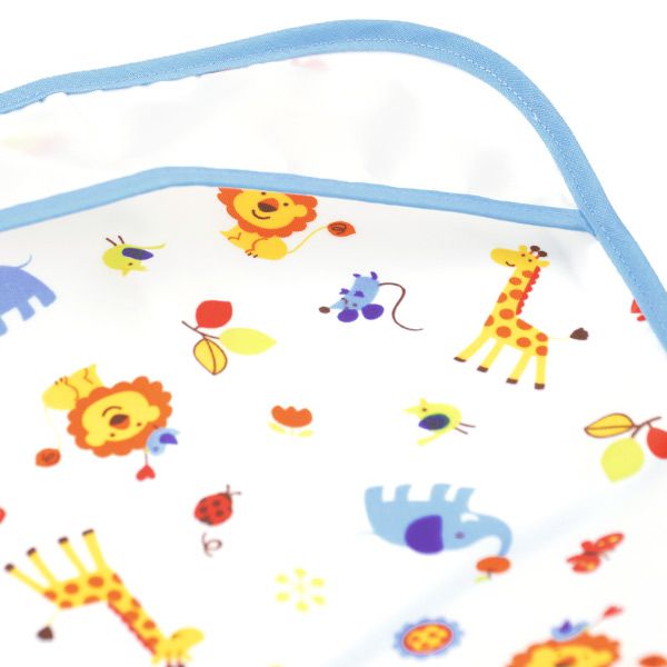 akachan honpo - 抗油汙、快乾短袖圍兜-動物-藍色 (80cm～95cm)