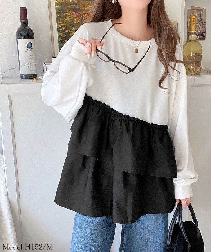 日本 Classical Elf - 蛋糕層次優美薄長袖上衣-深灰