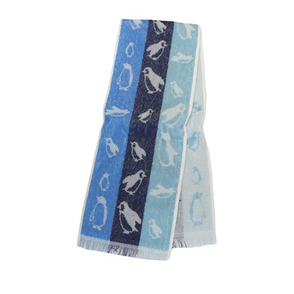日本涼感雜貨 - 日本製 Eco de COOL 接觸冷感長毛巾-企鵝-藍色系 (90x16cm)