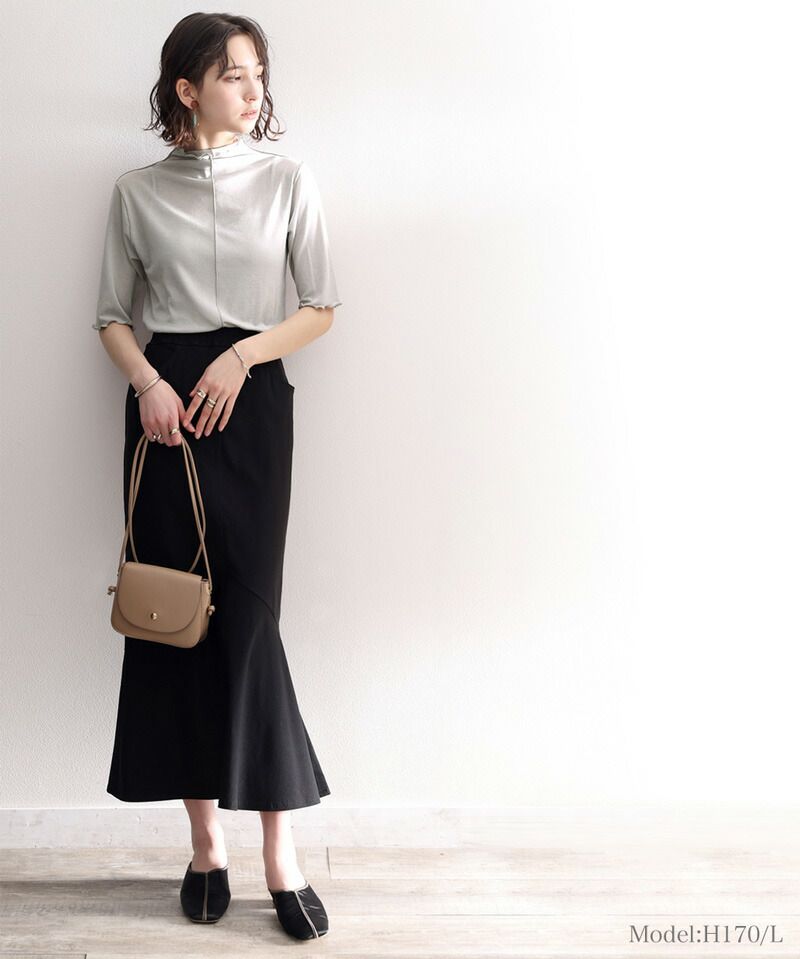 日本 Classical Elf - 百搭簡約木耳領短袖上衣-膚粉