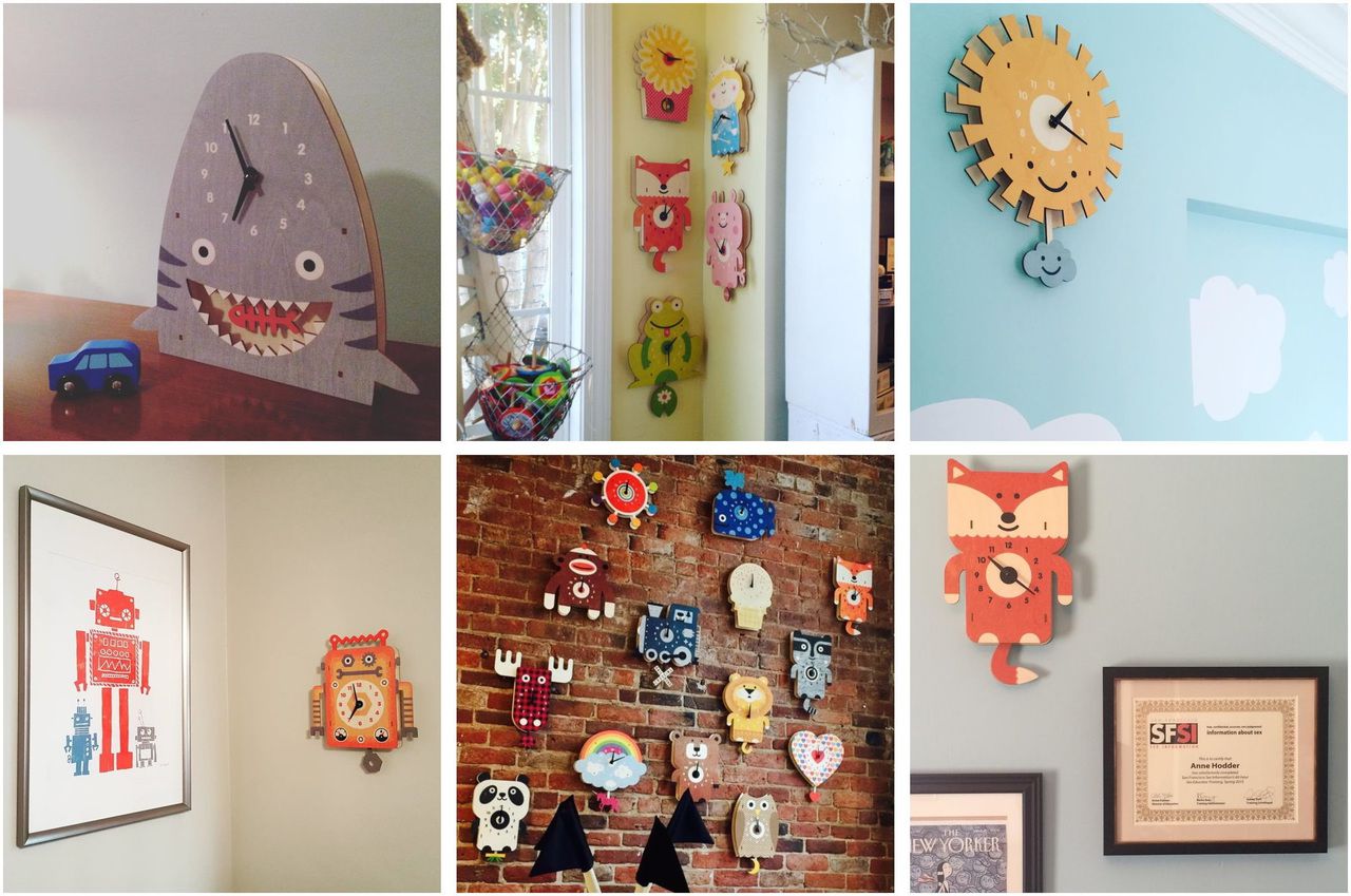 美國 Modern Moose 童趣木頭時鐘｜優惠滿額免運中～