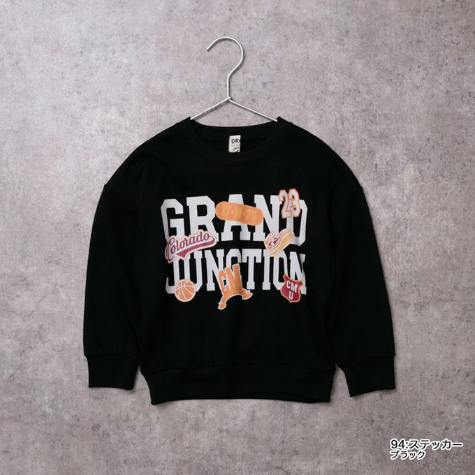 日本 BRANSHES - 裏毛舒適美式休閒上衣-THEATER-黑x藍