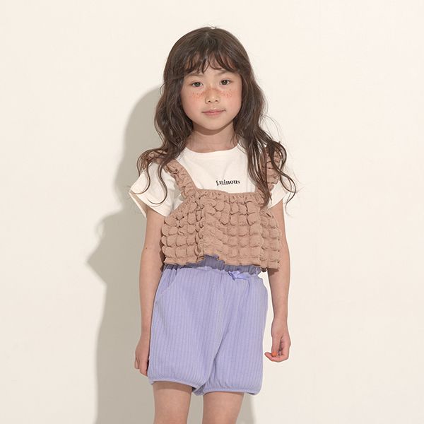 日本 Lycee mine - 泡泡短背心+短袖上衣(時尚二件組)-嫩粉紅