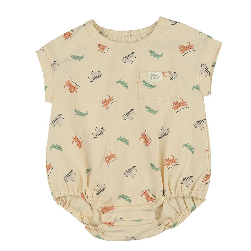 akachan honpo - 短袖外出包屁衣-動物-淺卡其色