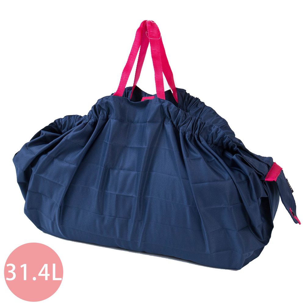 日本 MARNA - Shupatto 秒收摺疊購物袋(可掛購物籃)-海軍藍 (L(50x38cm))-耐重15kg / 31.4L