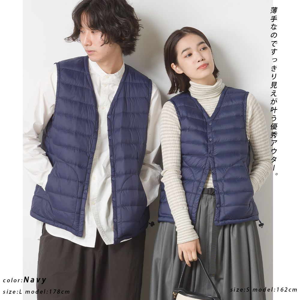 日本 OMNES - 超輕量保暖羽絨背心(媽媽)-杏