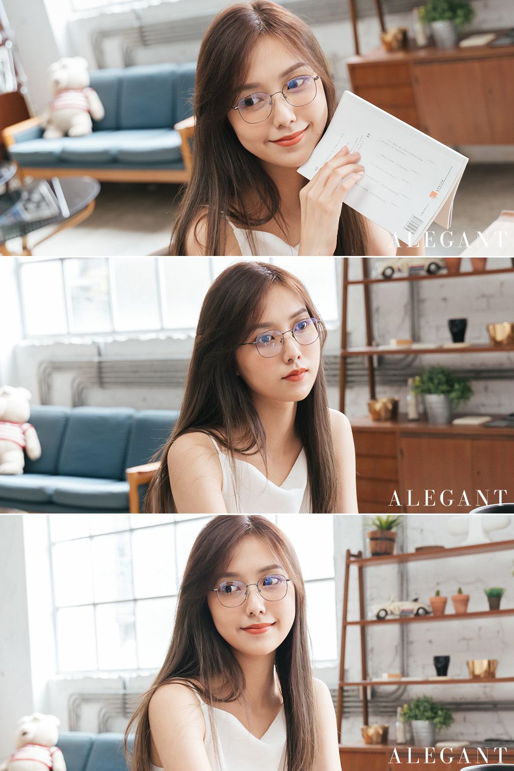 ALEGANT - 槍灰銀金屬色系圓框UV400濾藍光眼鏡