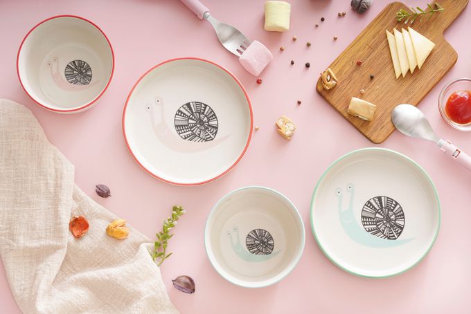 BLOOMINGVILLE - 秋日森林系列/蝸牛對盤.蝸牛對碗-蝸牛對盤2入 蒂芬妮綠.蜜桃粉 尺寸:直徑14cm*高2.5cm 蝸牛對碗2入 蒂芬妮綠.蜜桃粉 尺寸:直徑6.5cm*高10.5cm