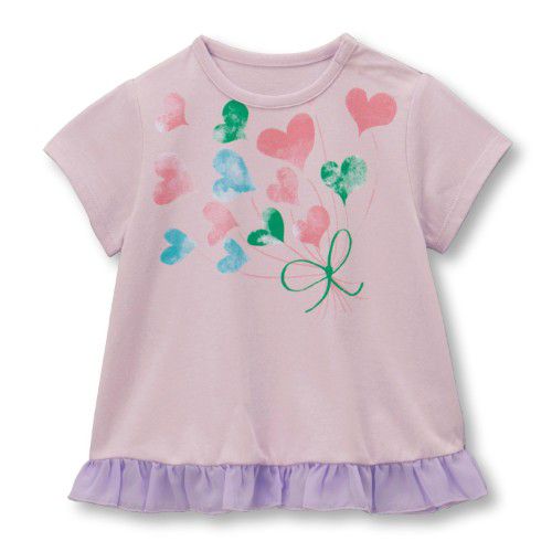 日本千趣會 - 天竺棉印花短T(小童)-Lovely愛心-白