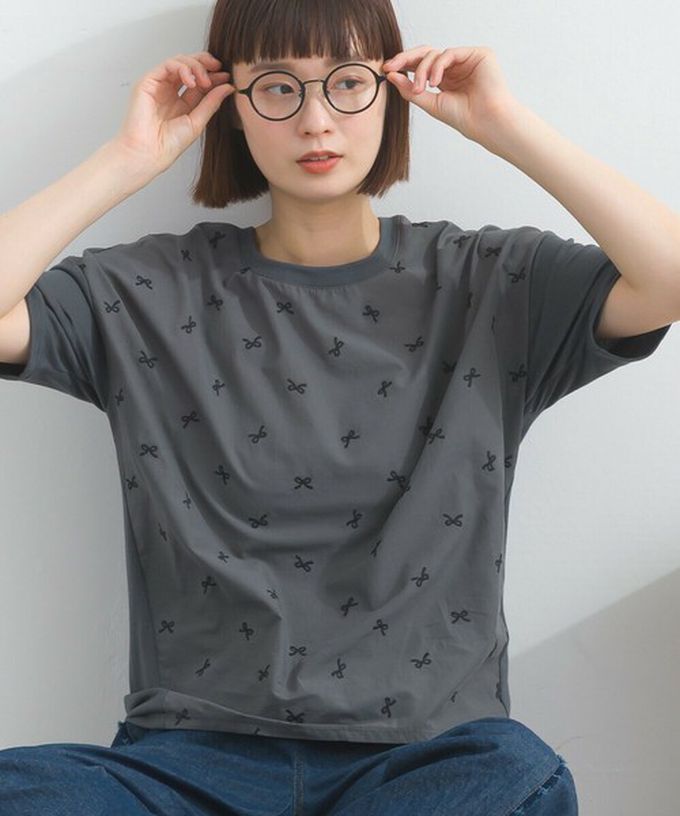 日本 Lupilien - 唯美刺繡舒適棉短袖上衣-花卉-薄荷