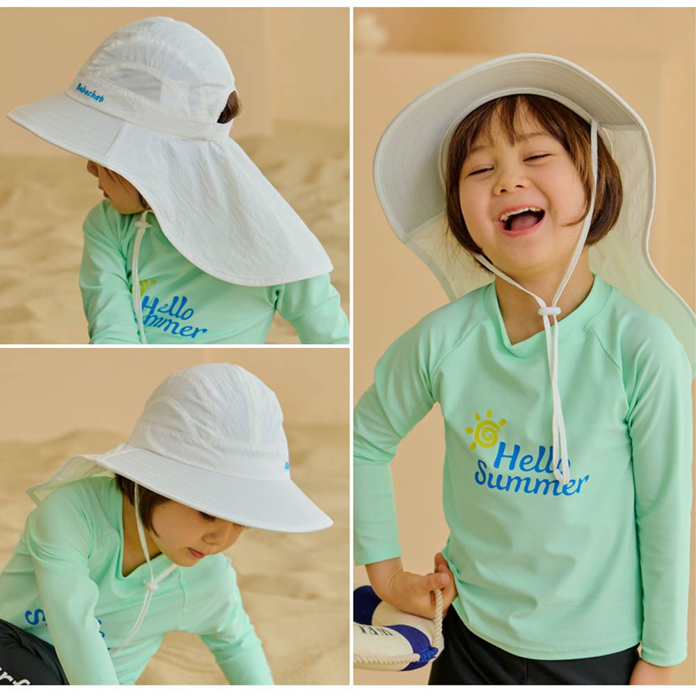 UPF 50+抗UV水陸兩用防曬遮脖帽/戲水帽-白