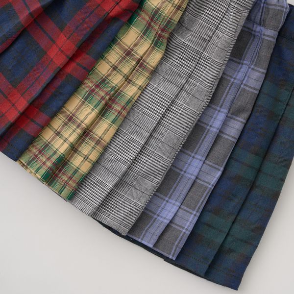 日本 Lycee mine - 學院風百摺格子裙-黃綠系