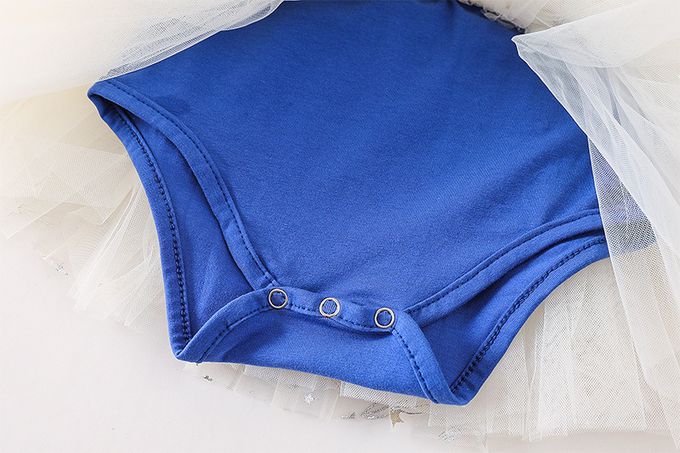 短袖造型公主裙/芭蕾舞裙-卡通人物-白雪公主-藍+奶油黃